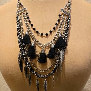 Black and Silver Layered Necklace